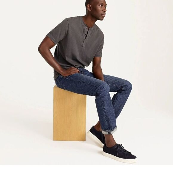 J CREW Men's Jeans Slim 30 x 30 Kurabo 484 Blue Denim Whiskered - Picture 2 of 16